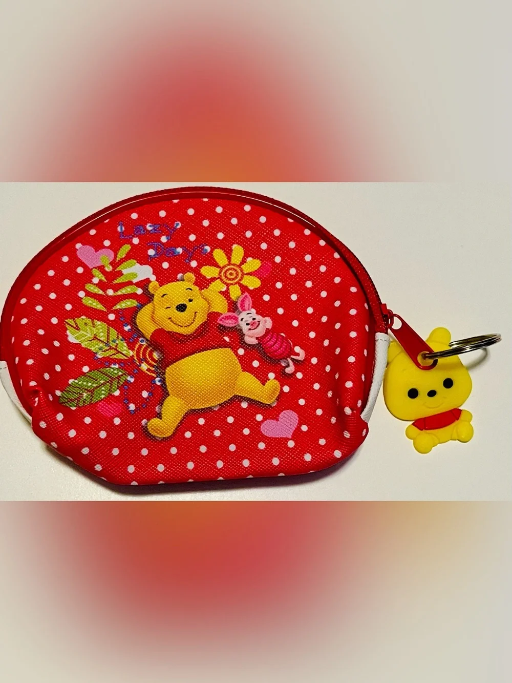 Red Kids Coin Purse with Winnie-the-Pooh Design